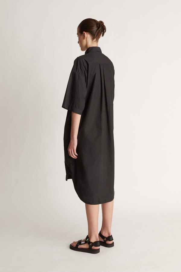 LM Poplin Short Sleeve Shirt Dress Black