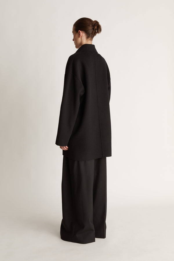 Florentine Cashmere Pea Coat in Black