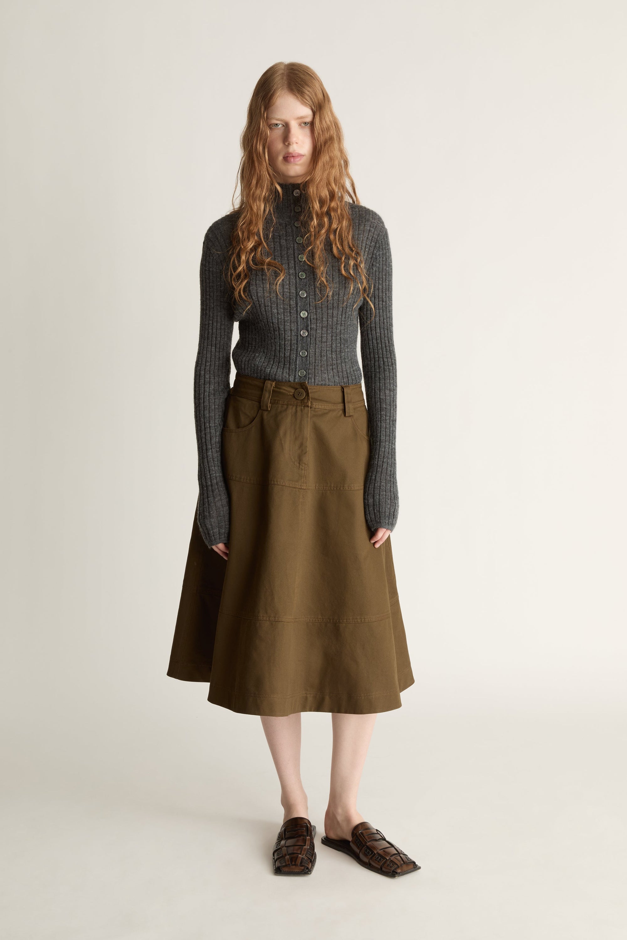 Harper Drill Flare Skirt