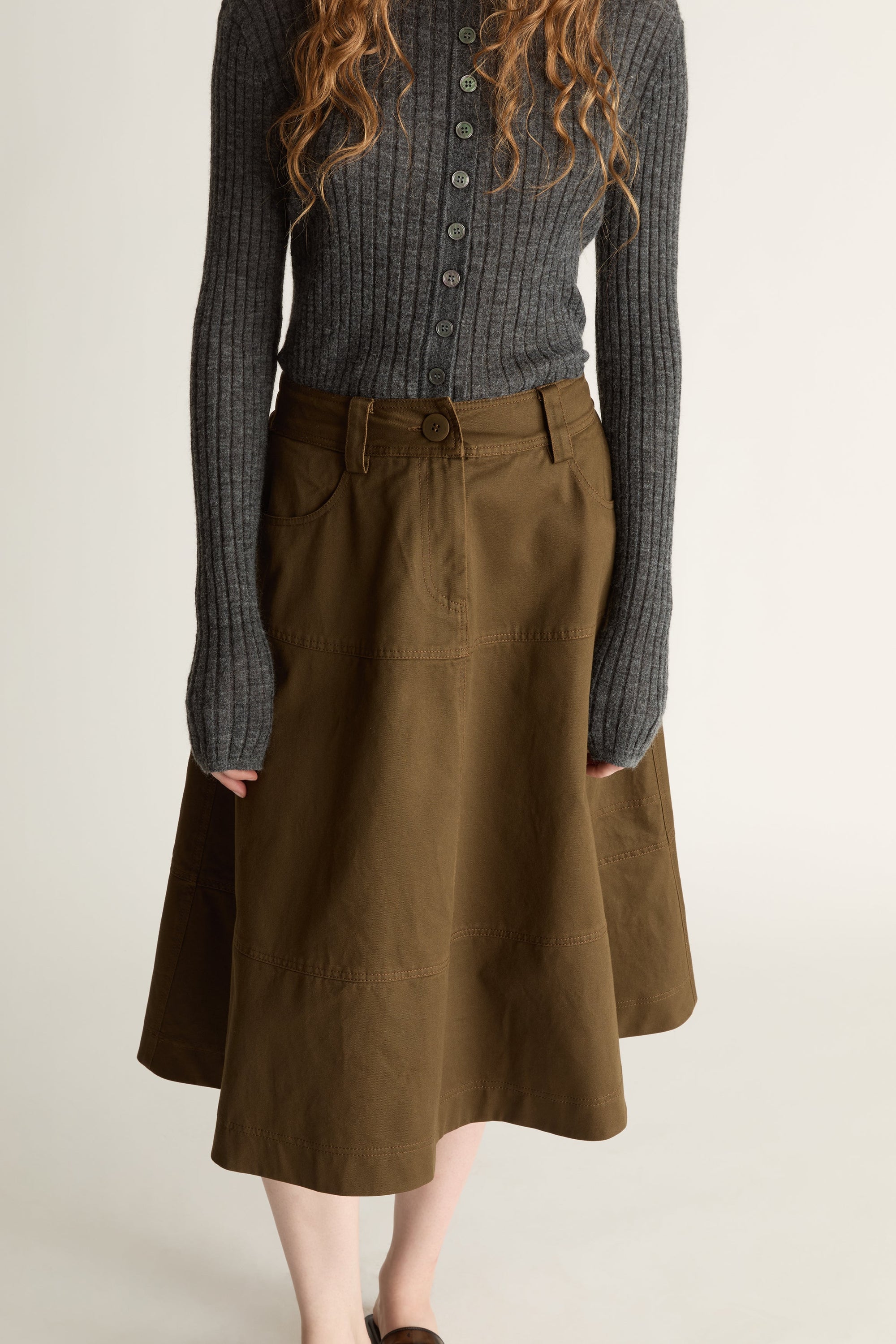 Harper Drill Flare Skirt