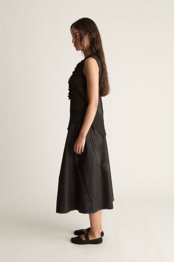 Olympia Silk Cotton Ruffle Top