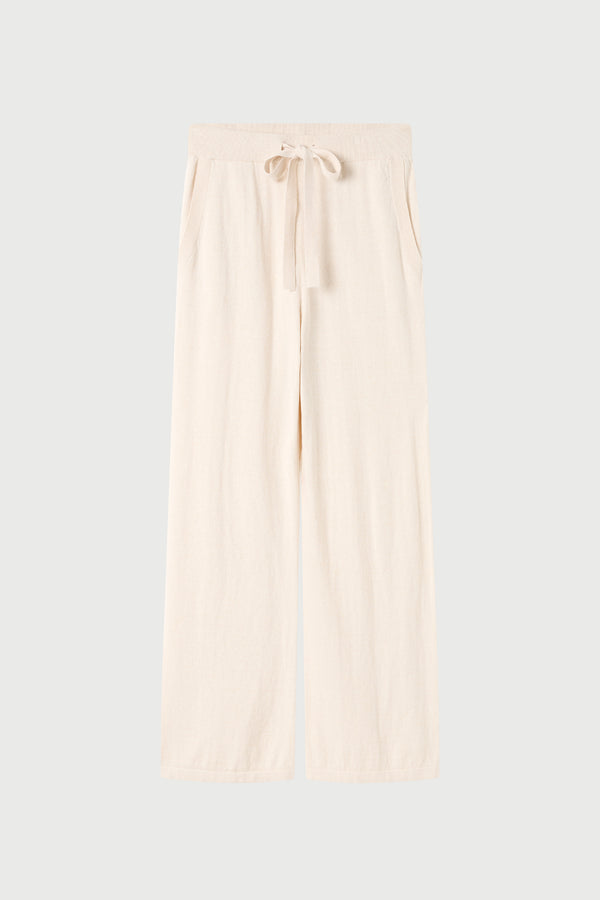 Cotton Cashmere Wide Leg Pant in Oat