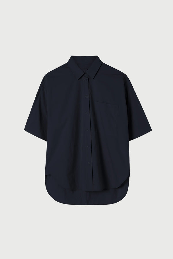 LM Poplin SS Shirt in Navy