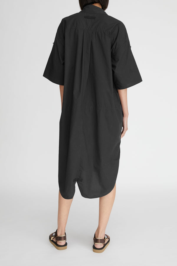 LM Poplin Short Sleeve Shirt Dress Black